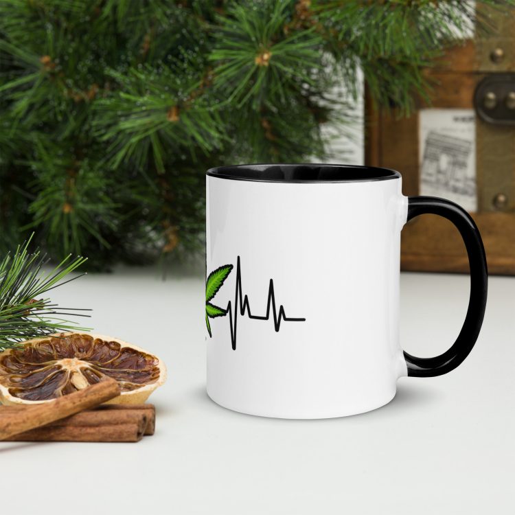 Weed Leaf Heart Beat Mug with Color Inside